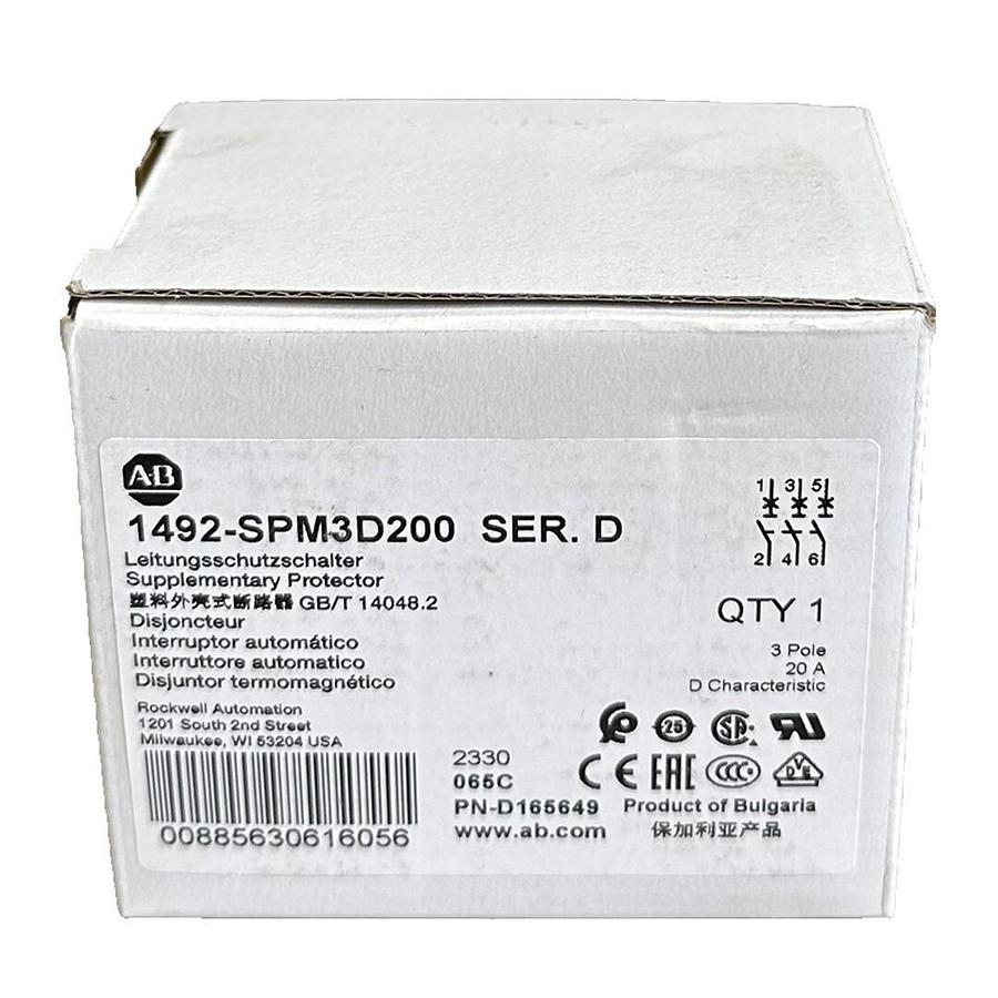 NEW ALLEN BRADLEY 1492-SPM3D200 /D SUPPLEMENTARY PROTECTOR 3P 20A 1492SPM3D200