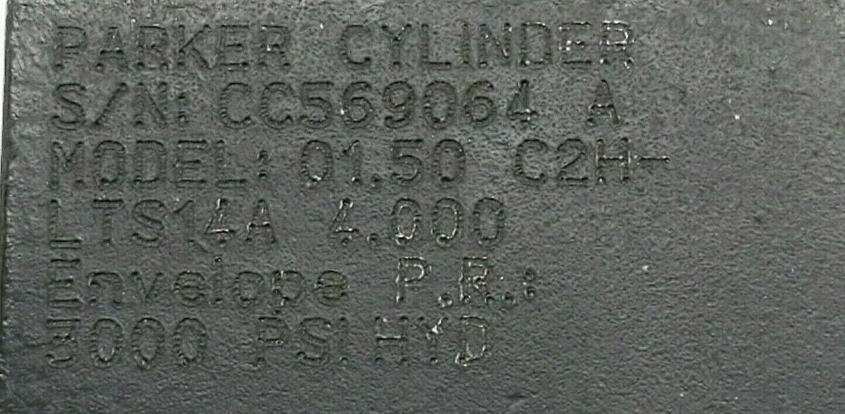 Used PARKER 01.50 C2HLTS14A 4.000 SERIES 2H PNEUMATIC CYLINDER 3000PSI 1.5" X 4"