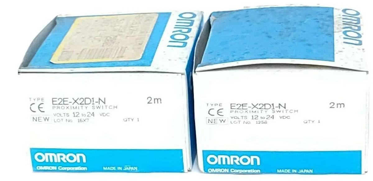 Used LOT OF 2 NIB OMRON E2E-X2D1-N PROXIMITY SWITCHES 8MM 2MM SENSING 2M CABLE