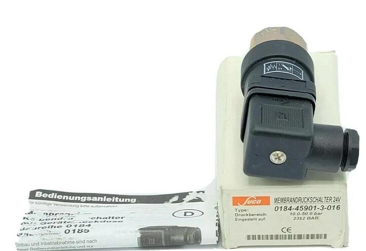 Used NIB SUCO 0184-45901-3-016 PRESSURE SWITCH 10.0-50.0 BAR