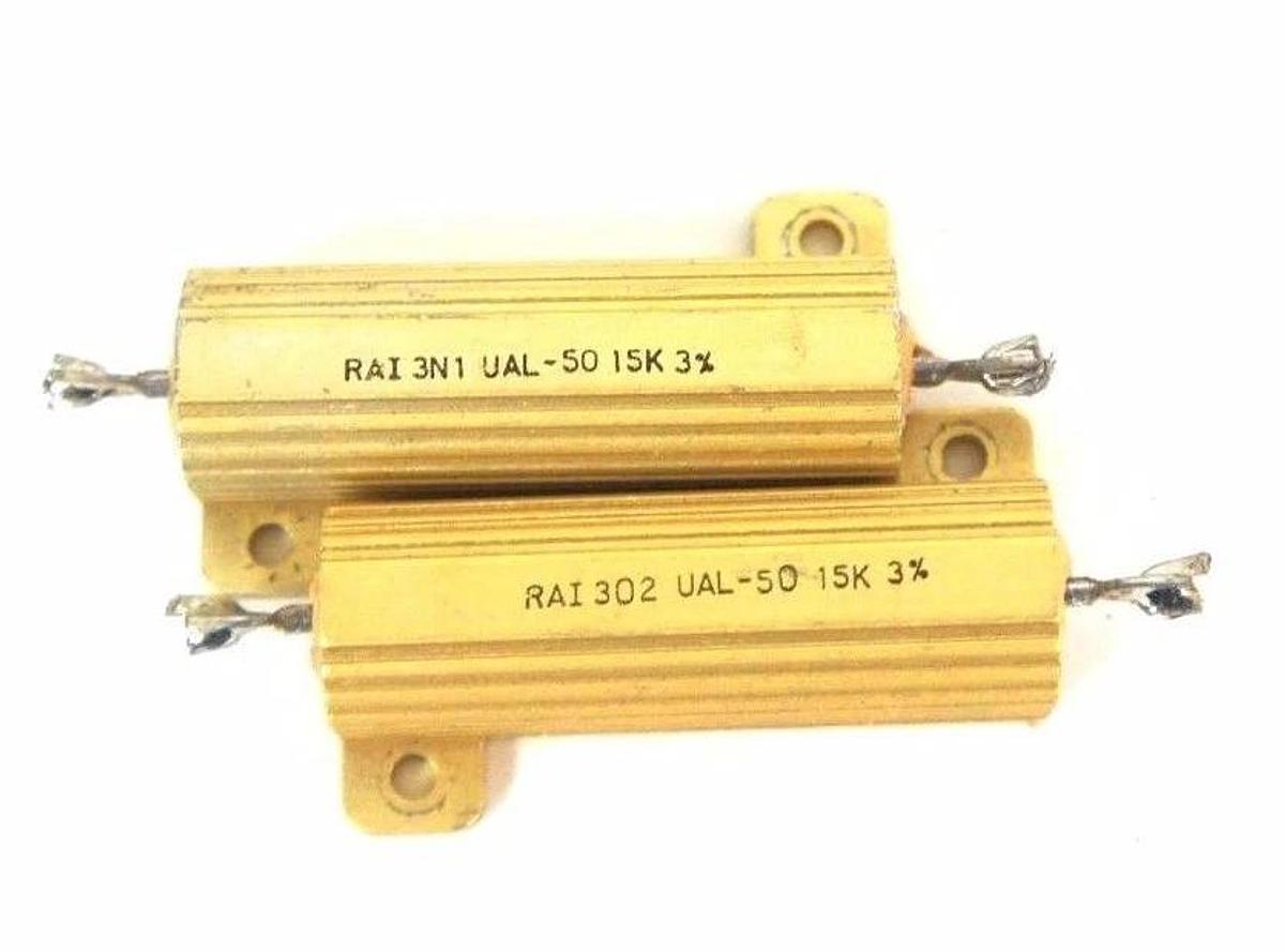 Used LOT OF 2 RIEDON RESISTORS (1) RAI-302-UAL-50 (1) RAI-3N1-UAL-50 15K 3%