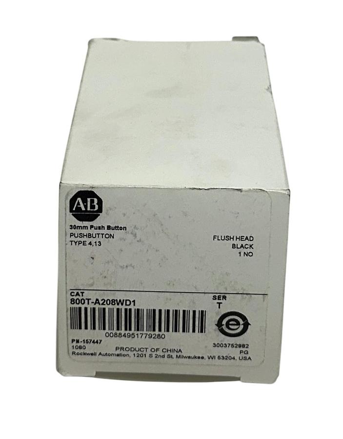Used ALLEN BRADLEY 800T-A208WD1 /T 30mm PUSH BUTTON FLUSH HEAD BLACK 1NO OEM NSMP