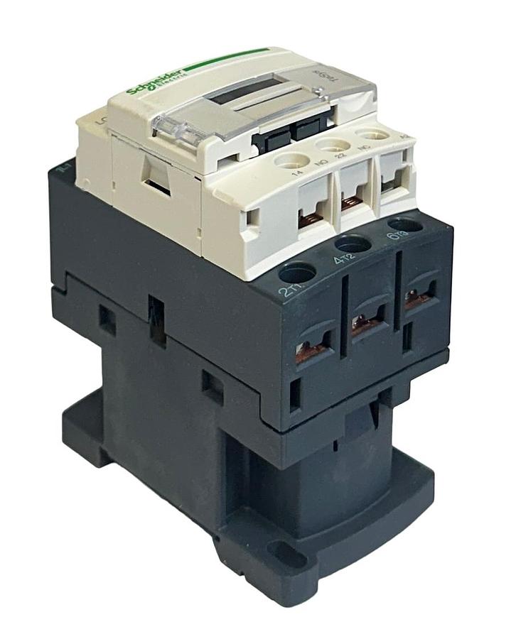 Used SCHNEIDER ELECTRIC LC1D12G7 TeSys MAGNETIC CONTACTOR 120V COIL DIN RAIL 3P NSMP
