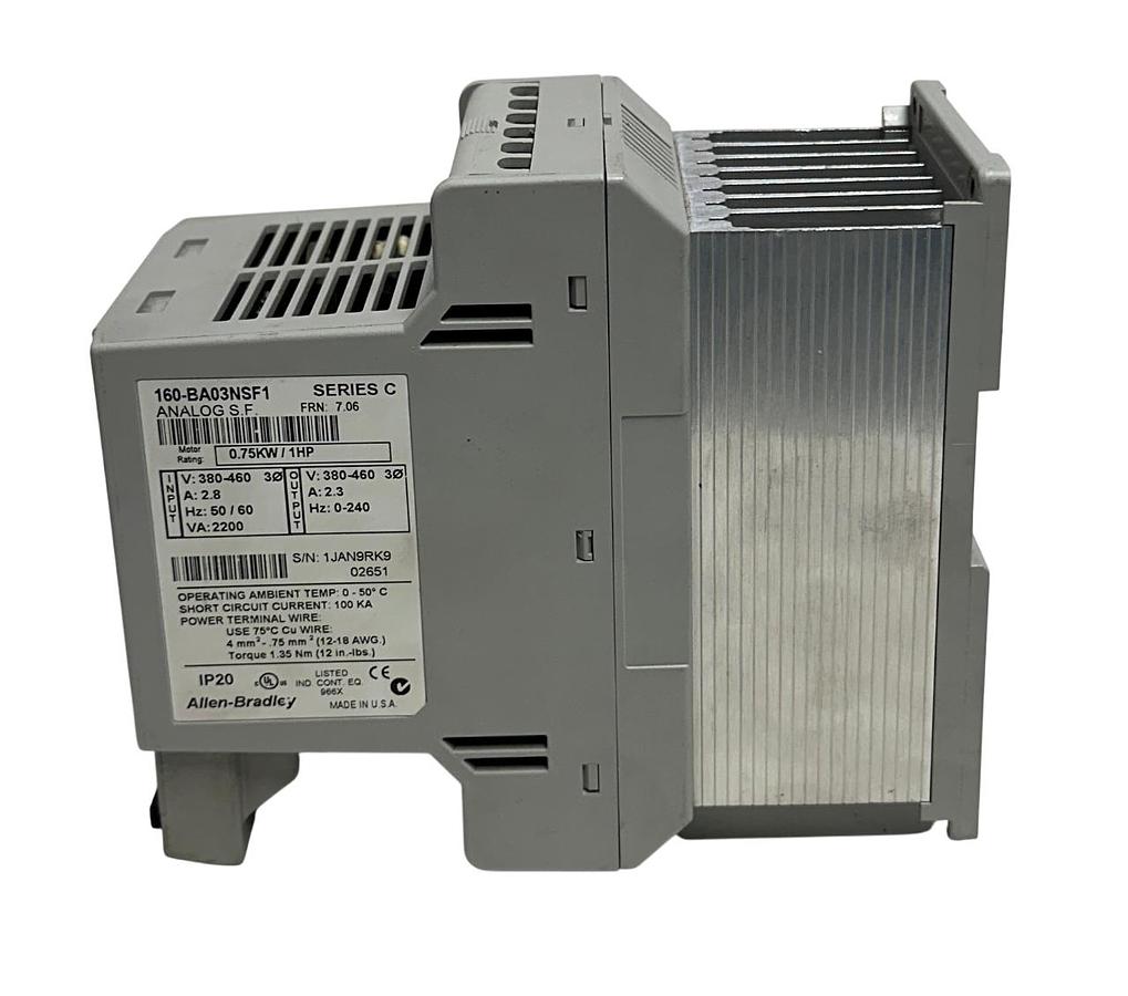 Used ALLEN BRADLEY 160-BA03NSF1 /C VARIABLE SPEED DRIVE SSC SERIES 0.75kW/1HP USNP