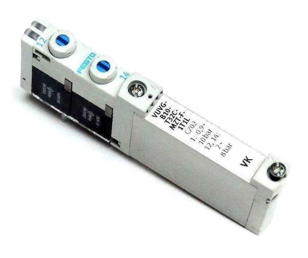 Used FESTO VUVG-B10-T32C-MZT-F-1T1L SOLENOID VALVE C702, 1:0.9-10BAR, 12,14:2-8BAR
