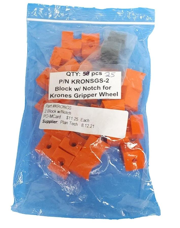 Used LOT OF 25 NEW KRONES P/N: KRONGS-2 2-BLOCK W/NOTCH FOR KRONES GRIPPER WHEEL