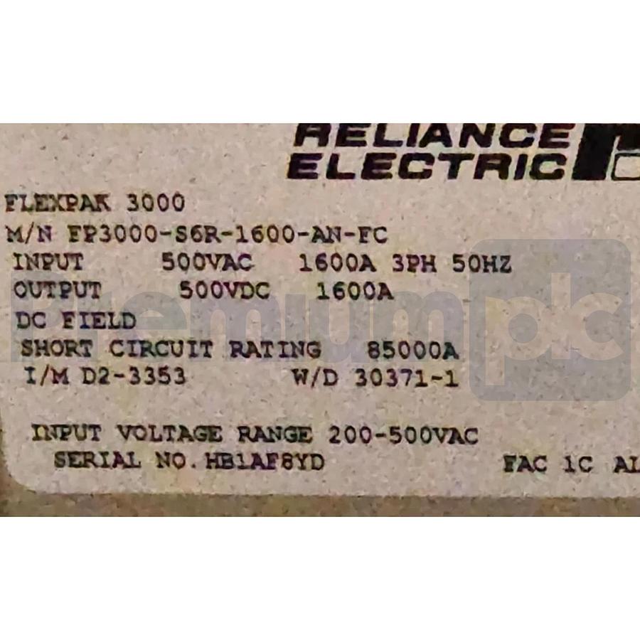 Refurbished RELIANCE ALLEN BRADLEY FP3000-S6R-1600-60-AN-FC | FP3000 FlexPak 3000 DC DRIVE