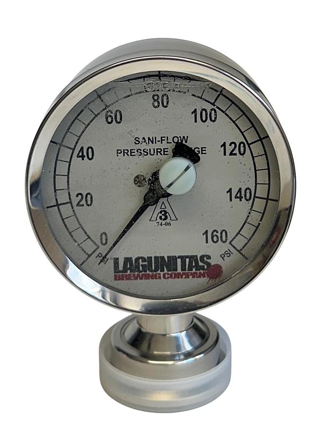 Used CSE 3S-F-15U-GF-BT-SS / 3SF15UGFBTSS SANI-FLOW PRESSURE GAUGE 0-200PSI NSMP