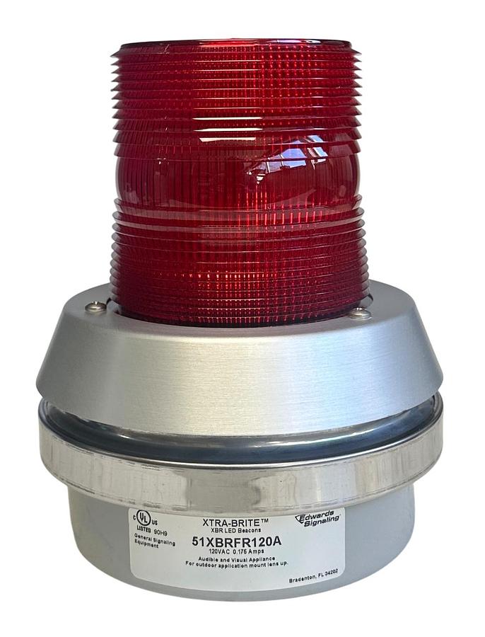 Used EDWARDS SIGNALING 51XBRFR120A XTRA-BRITE LED FLASHING RED W/ HORN 120VAC NSNP