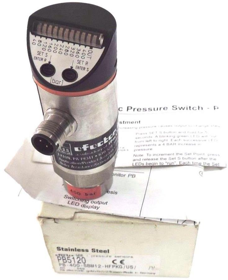 Used NIB IFM EFECTOR PB5120 PRESSURE SENSOR PB-400-SBM12-HFPKG/US/ /V