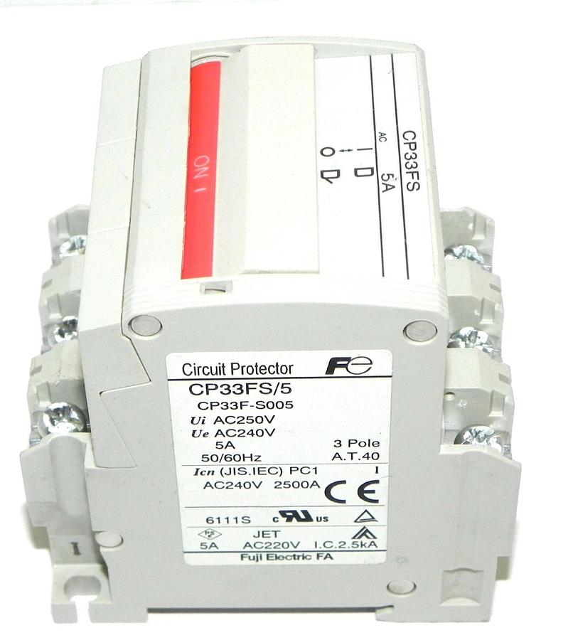 Used FUJI ELECTRIC CP33FS/5 CIRCUIT BREAKER, 5A, CP33FS, CP33F-S005