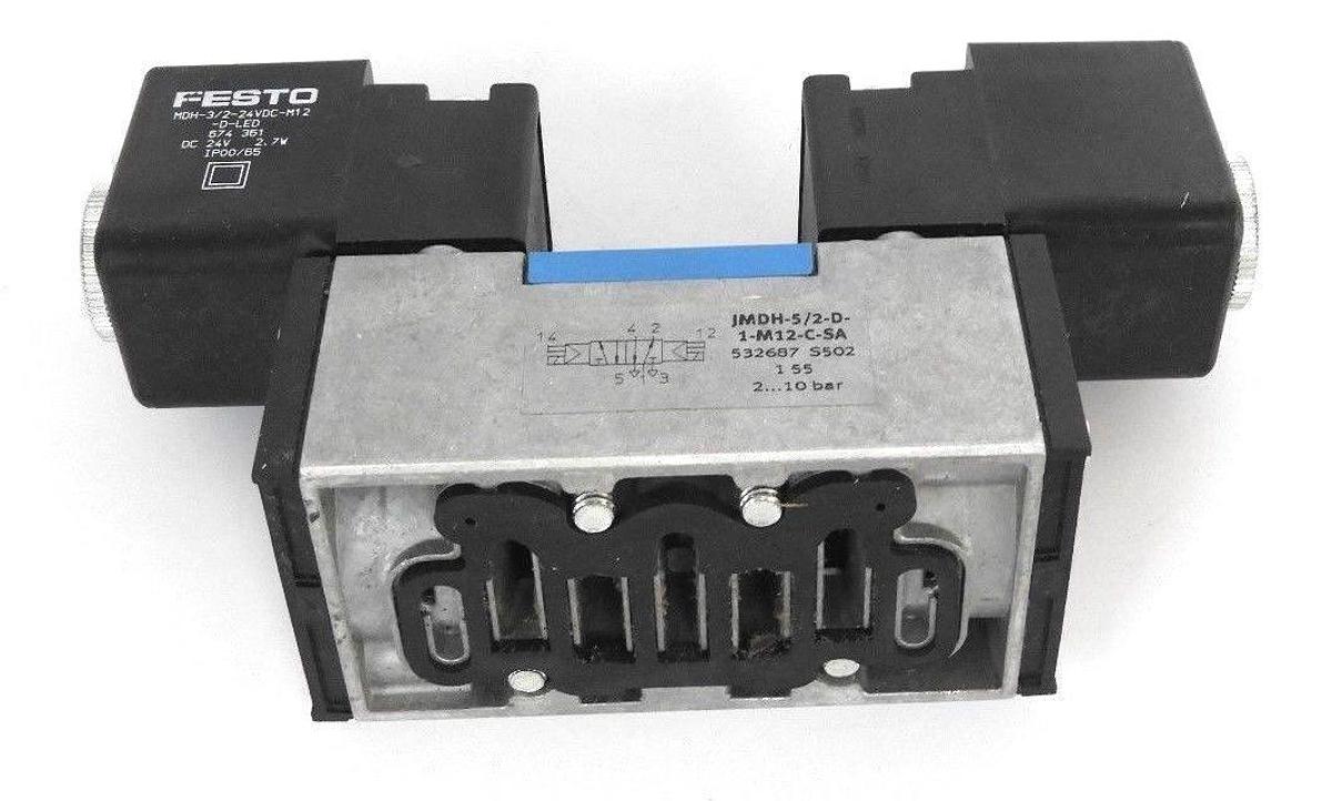 Used NIB FESTO JMDH-5/2-D-1-M12-C-SA SOLENOID VALVE 532687, SERIE: S502