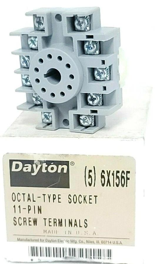 Used BOX OF 5 NEW DAYTON 6X156F OCTAL-TYPE SOCKETS 11-PIN
