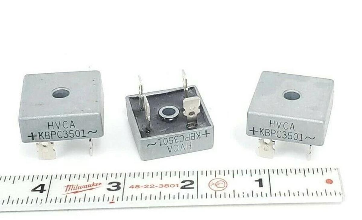 Used LOT OF 3 SOLID STATE HVCA KBPC3501 BRIDGE RECTIFIERS