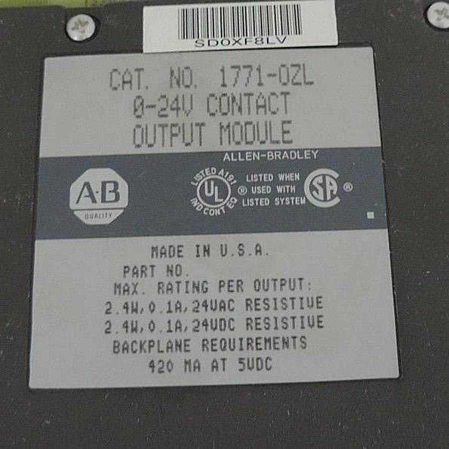 Used ALLEN BRADLEY 1771-OZL CONTACT OUTPUT MODULE 1771OZL, 0-24V