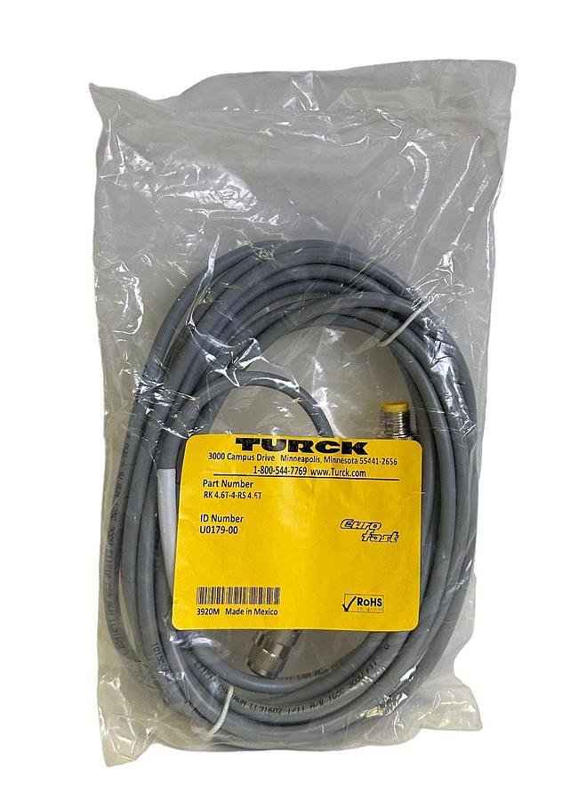 Used NEW TURCK RK 4.6T-4-RS 4.6T / RK46T4RS46T EURO M12 MALE/FEMALE 4M U0179-00