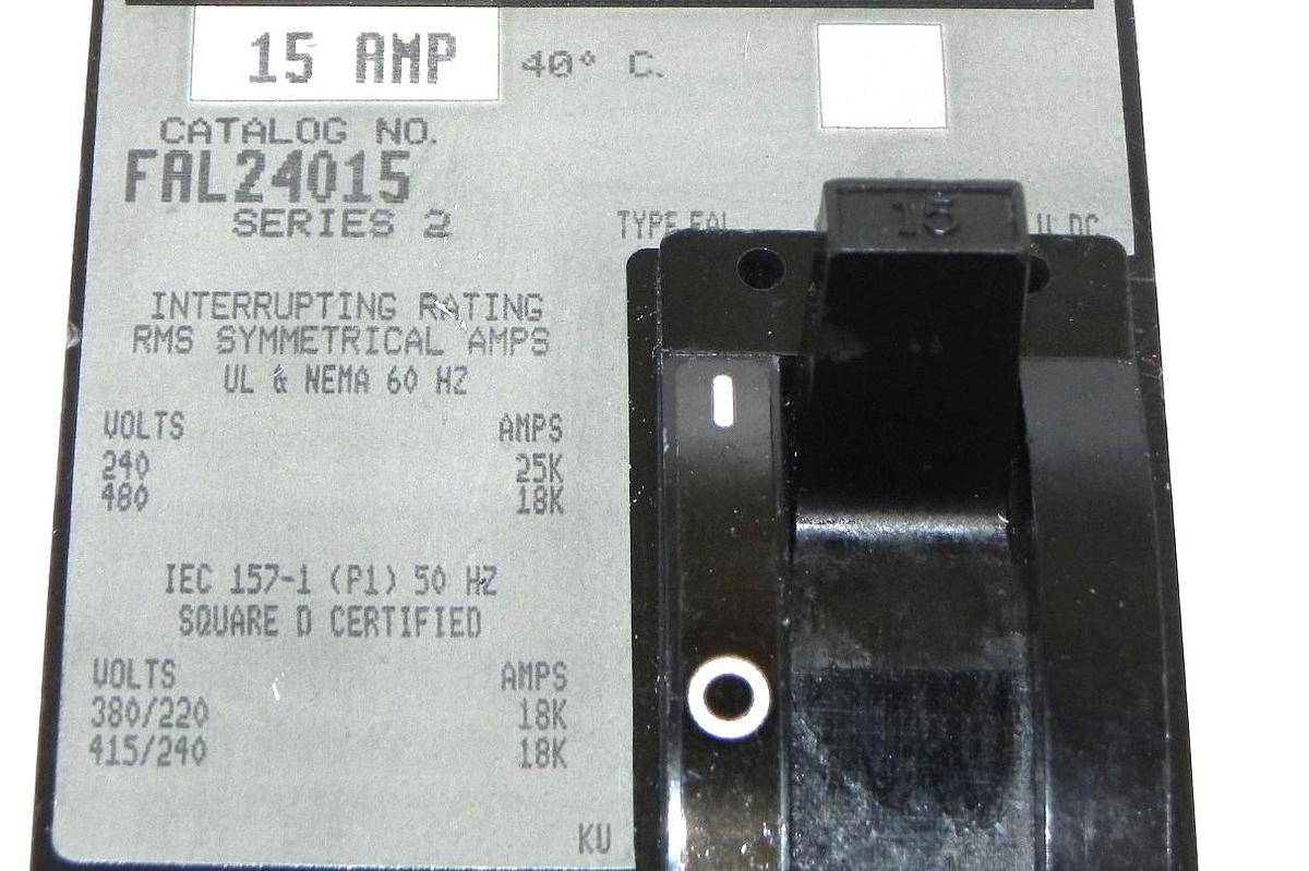 Used SQUARE D FAL24015 SERIES 2 CIRCUIT BREAKER 15 AMP