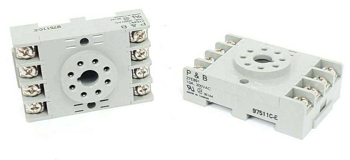 Used LOT OF 2 POTTER & BRUMFIELD 27E891 RELAY BASES 10A, 300VAC