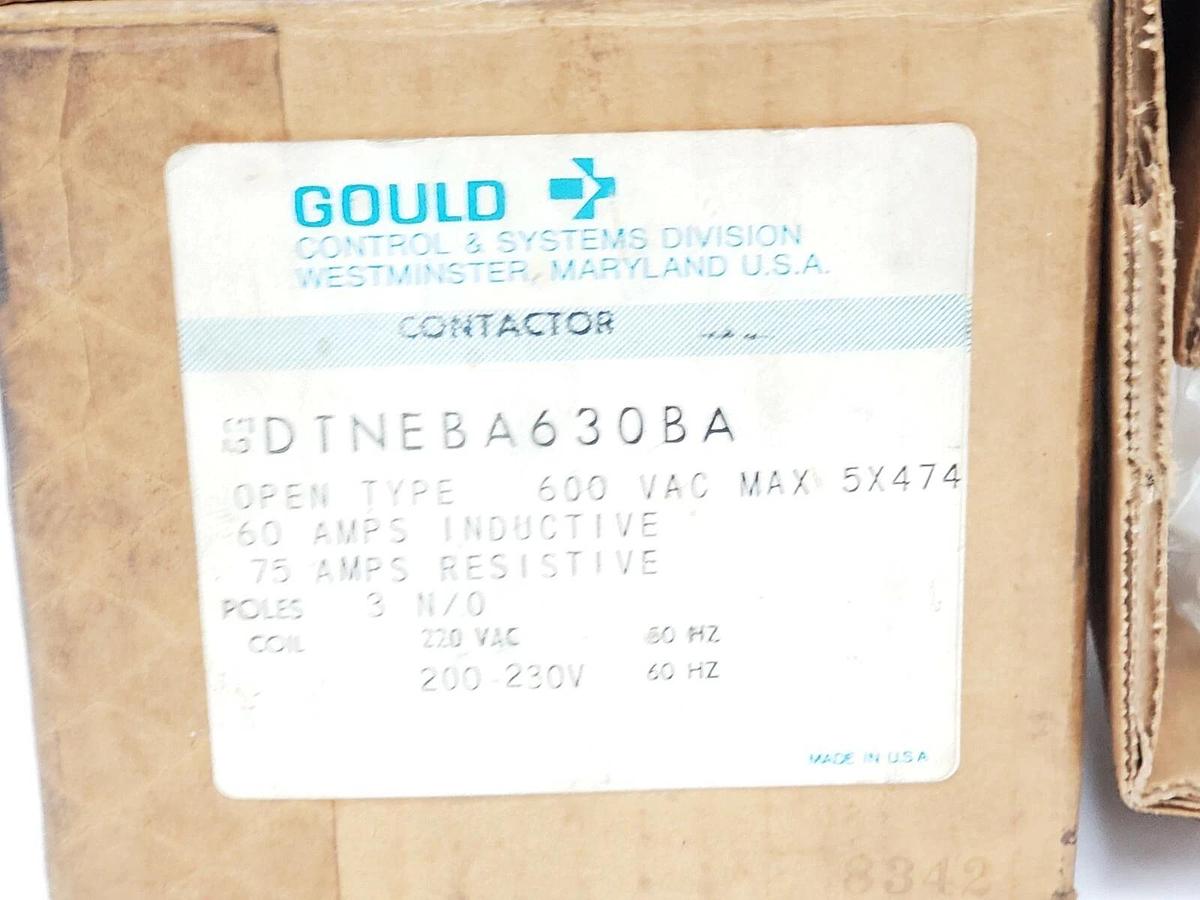 Used NIB GOULD DTNEBA630BA CONTACTOR 2200-EBA-630BA, 600VAC, 3-POLES