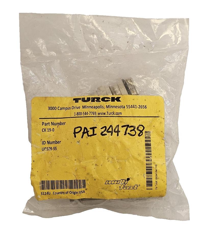 Used NEW TURCK CK 19-0 CONNECTOR ID NUMBER: U0108-55