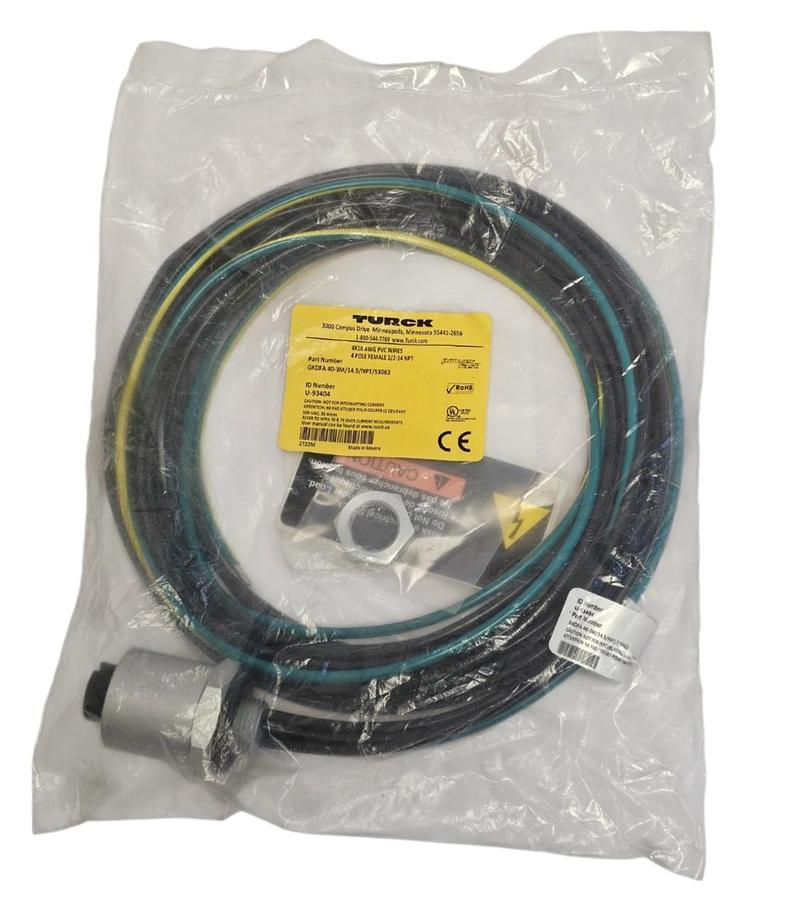 NEW TURCK GKDFA 40-3M/14.5/NPT/S3063 RECEPTACLE ID NUMBER: U-93404