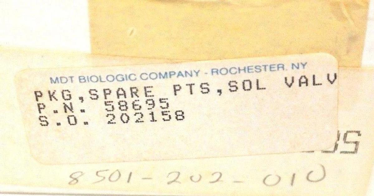 NIB MDT BIOLOGIC COMPANY 58695 SOLENOID VALVE REPAIR KIT