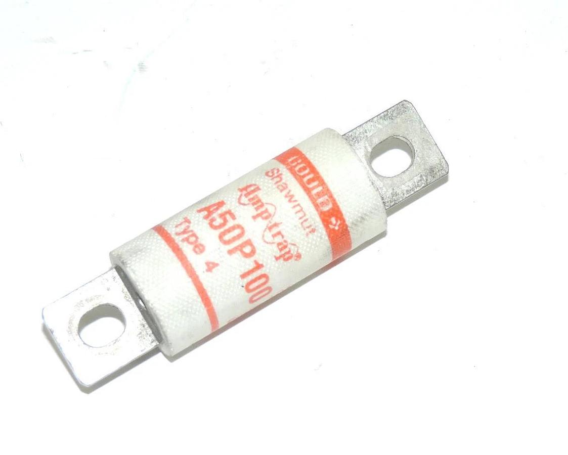 Used GOULD SHAWMUT A50P100 AMPTRAP FUSE TYPE 4, 100AMPS, 500VAC
