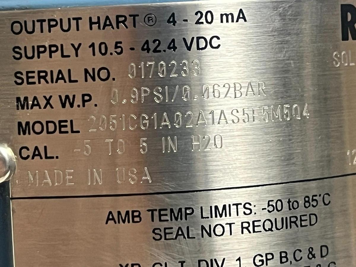 Used Rosemount 2051C Coplanar Pressure Transmitter 2051CG1A02A1AS5E5M5Q4 HART