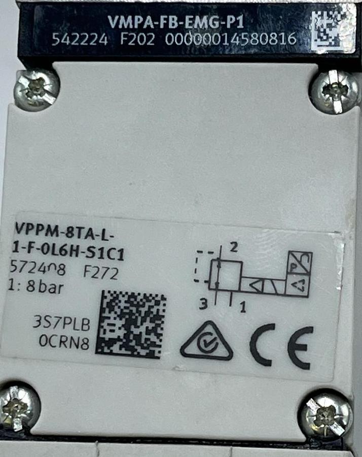 Used Festo VPPM-8TA-L-1-F-0L6H-S1C1 Proportional Valve w/ EMG Module & AP-P1 Base