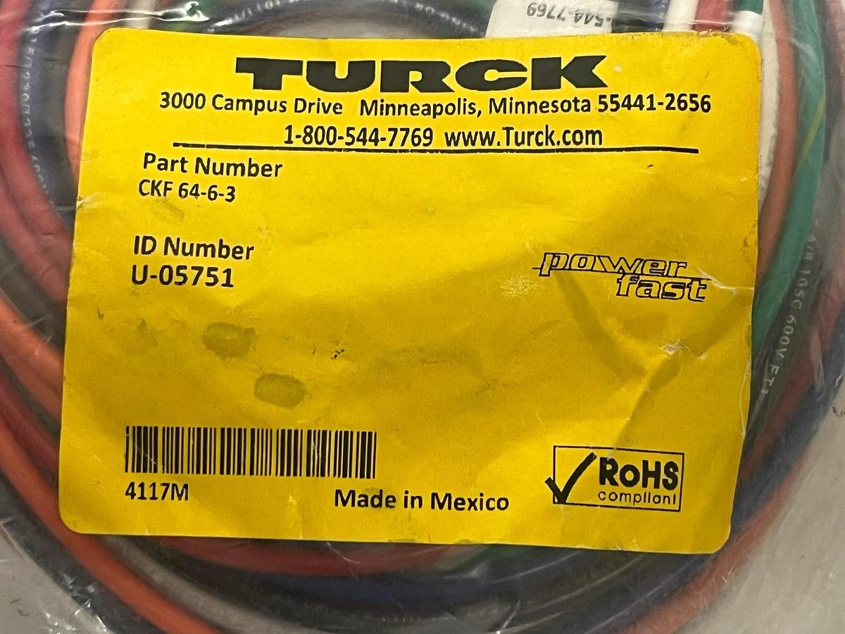 Used Turck CKF 64-6-3 Powerfast Female Receptacle 4-Pin 1-1/8" , NSMP