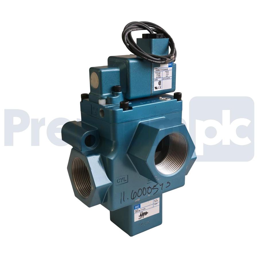 MAC Valve 58D-63-111CA 3/2-Way N/O Solenoid Valve 1-1/2" w/250B-111CAAA 110/120V