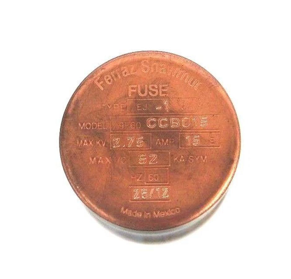Used NIB FERRAZ SHAWMUT MERSEN 9F60CCB015 FUSE K1015735, 15E, 2.75KV, EJ-1, SIZE C