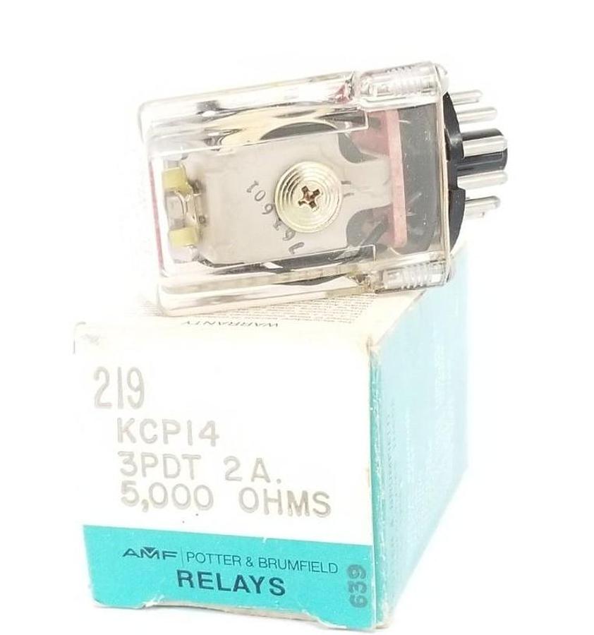 Used NIB POTTER & BRUMFIELD KCP14-5000, 219, KCP14 RELAY 3PDT, 2A, 5,000 OHMS