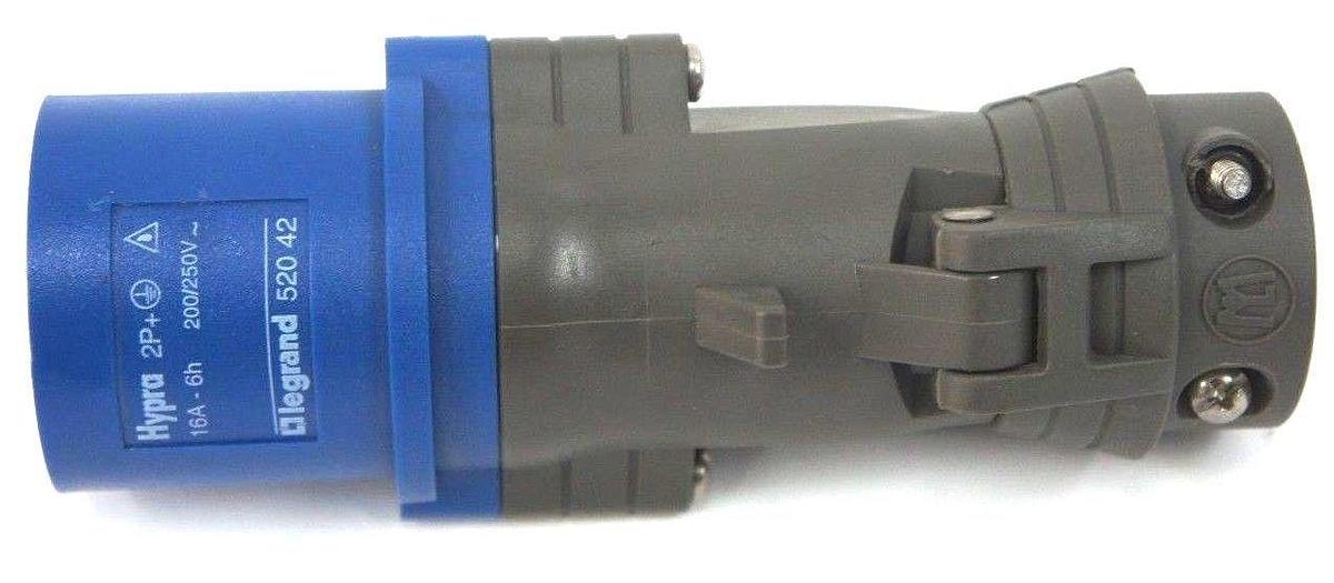 Used LEGRAND HYPRA 520-42 STRAIGHT PLUG CONNECTOR, 2P+, 16A-6H, 200/250V, 52042