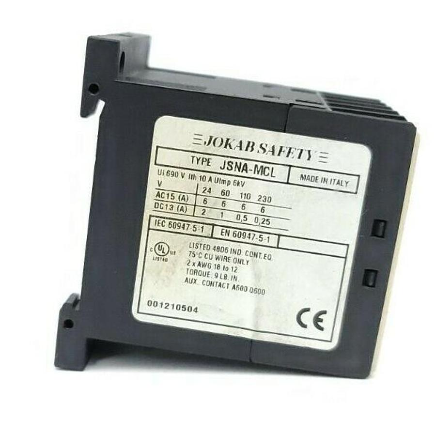Used LOT OF 2 JOKAB SAFETY JSNA-MCL31-24 CONTACTORS 10 AMP 690 VAC 24 VDC