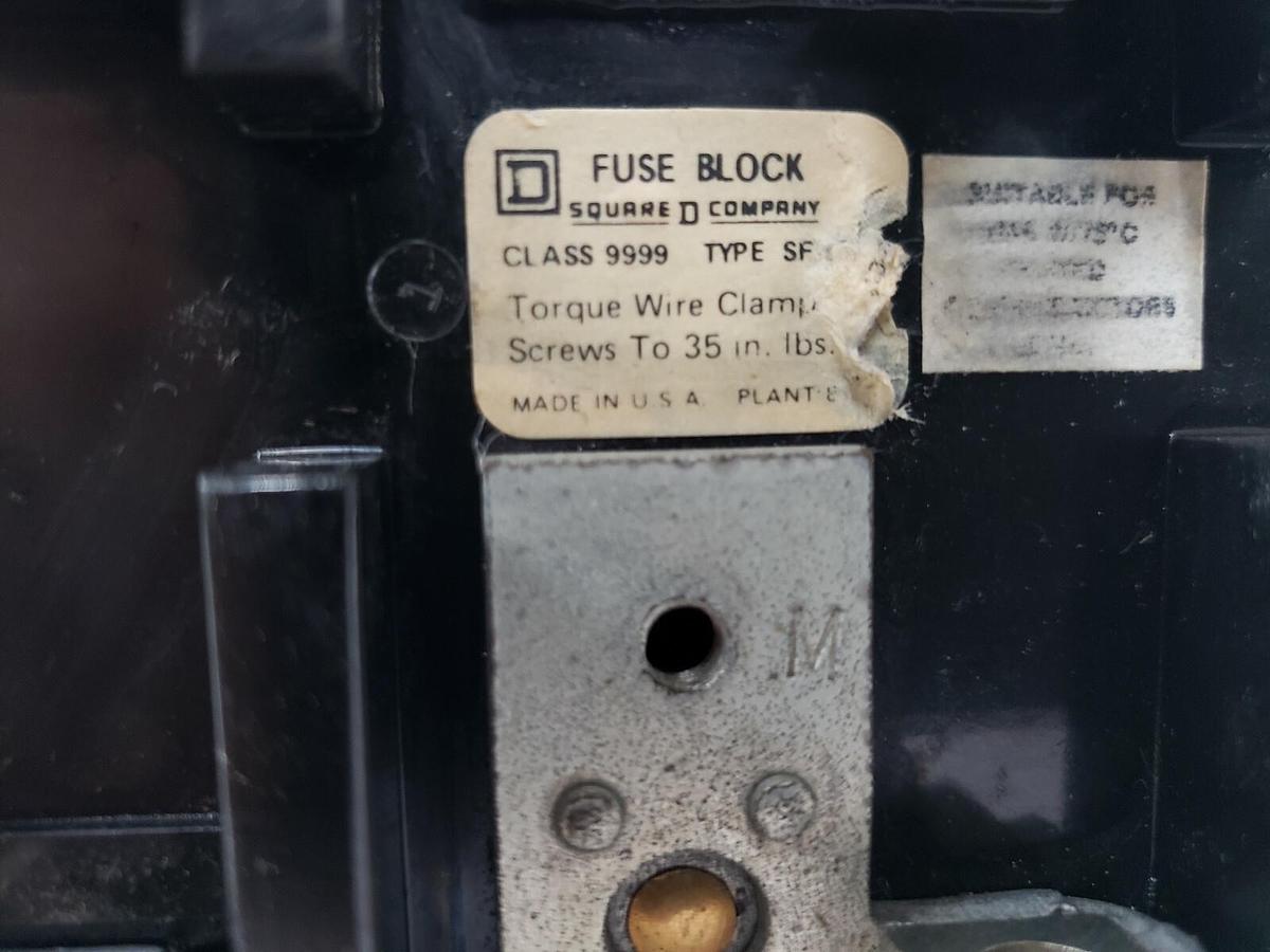 Used SQUARE D CLASS 9999 TYPE SF2 FUSE BLOCK 9999-SF2 9999SF2