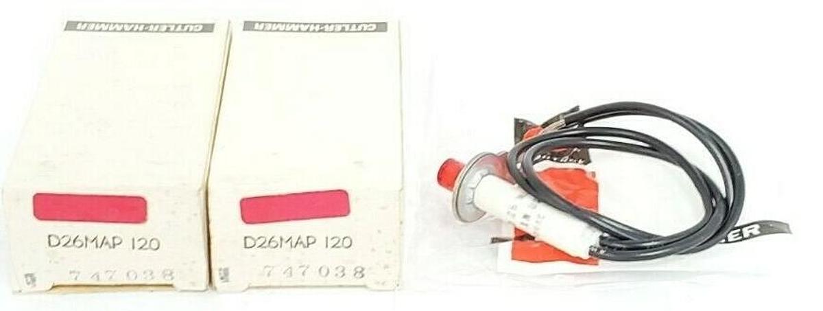 Used LOT OF 2 NIB CUTLER-HAMMER D26MAP-120 RELAY INDICATING LAMPS, 120VAC, D26MAP120