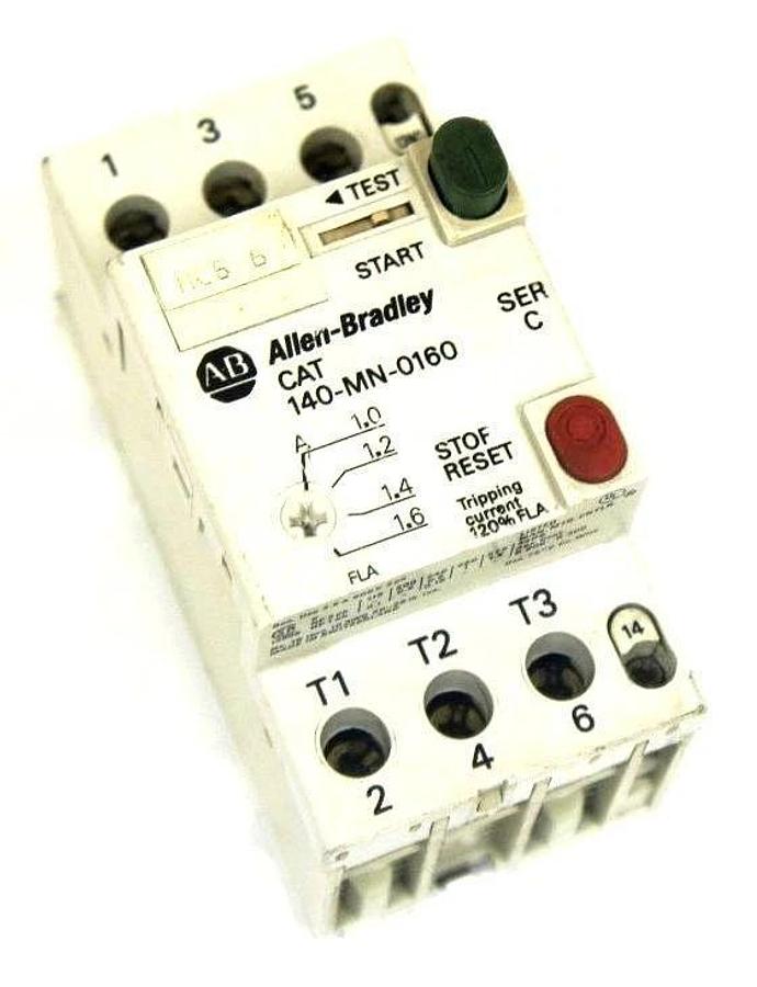 Used ALLEN BRADLEY 140-MN-0160 STARTER MANUAL MOTOR, SER C, W/ 140-A10, 140MN0160