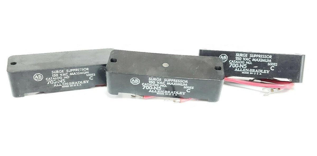 Used LOT OF 3 ALLEN-BRADLEY 700-N5 SURGE SUPPRESSORS 150VAC MAX, SER C, 700N5