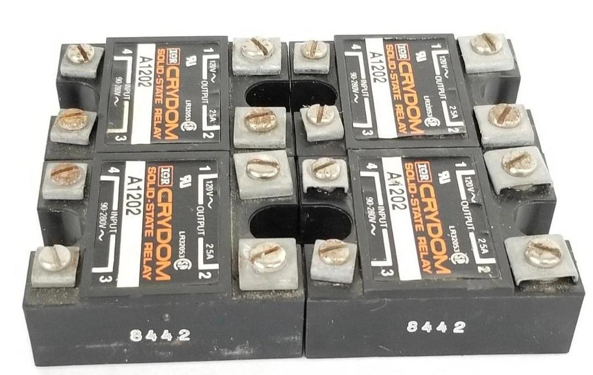 Used LOT OF 4 CRYDOM A1202 SOLID STATE RELAYS 120V, 2.5A
