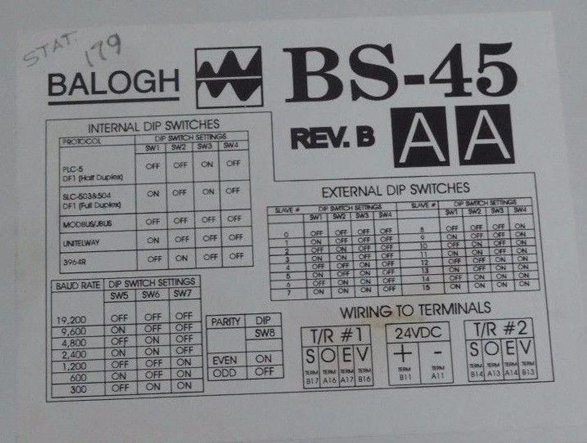 Used USED BALOGH BS-45-AA REV. B SERIAL CONTROL MODULE BS45AA BS-45AA