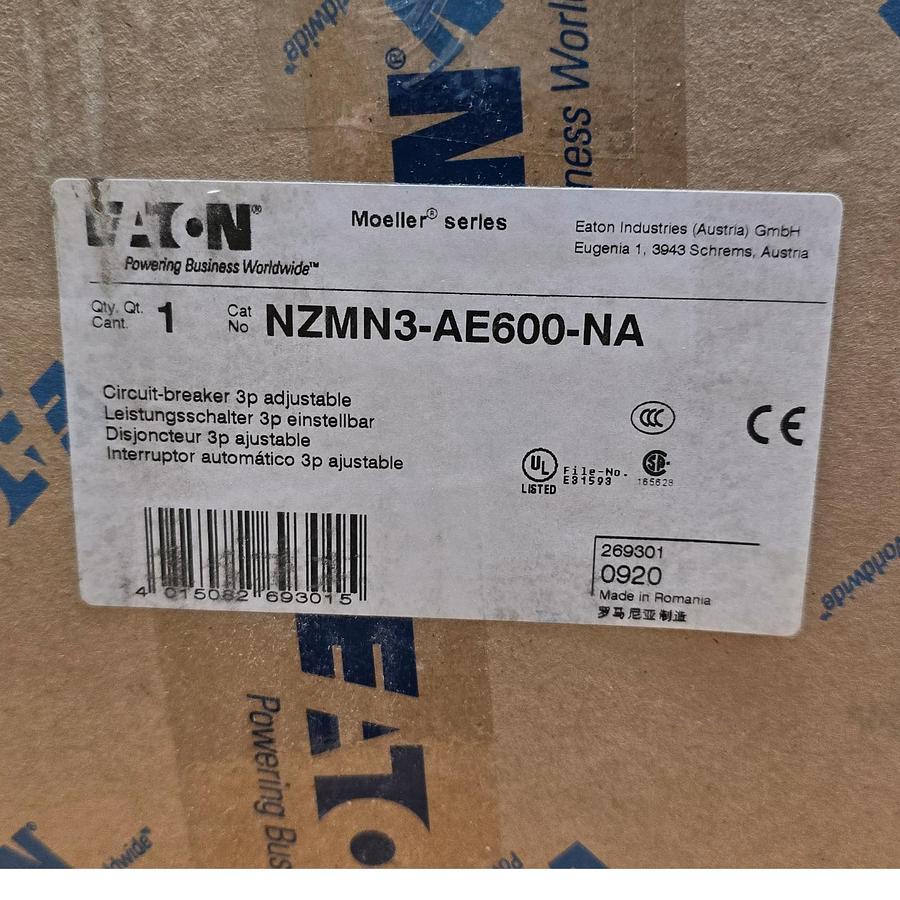 Used EATON MOELLER NZMN3-AE600-NA - NZM CIRCUIT BREAKER 3P 600A w/MAGNETIC TRIP NSMP
