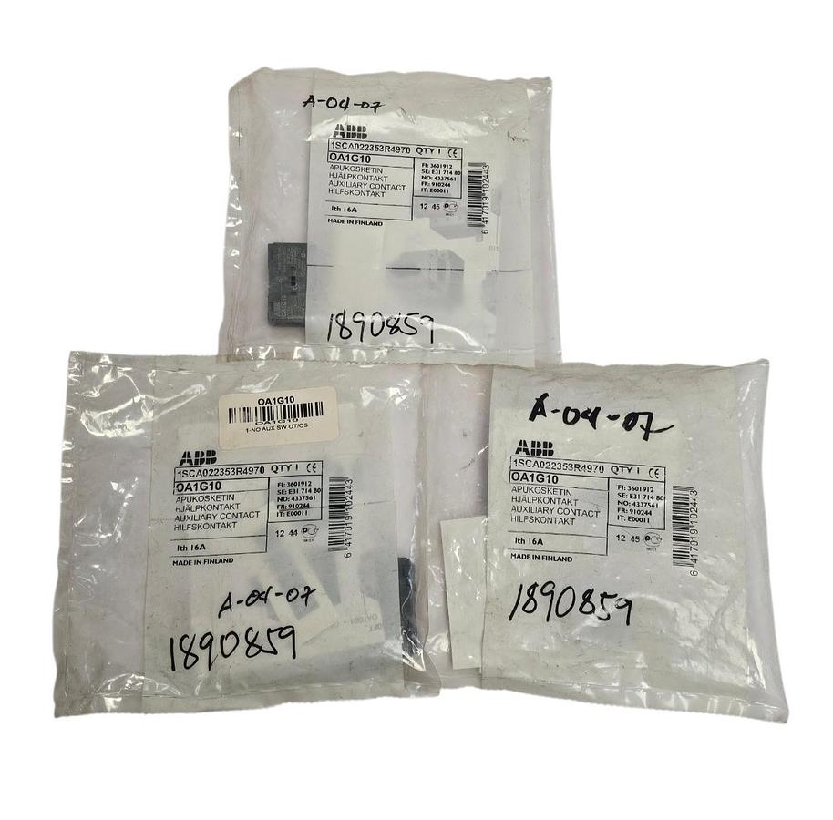 LOT OF 3 NEW ABB 1SCA022353R4970 AUXILIARY CONTACTS OA1G10
