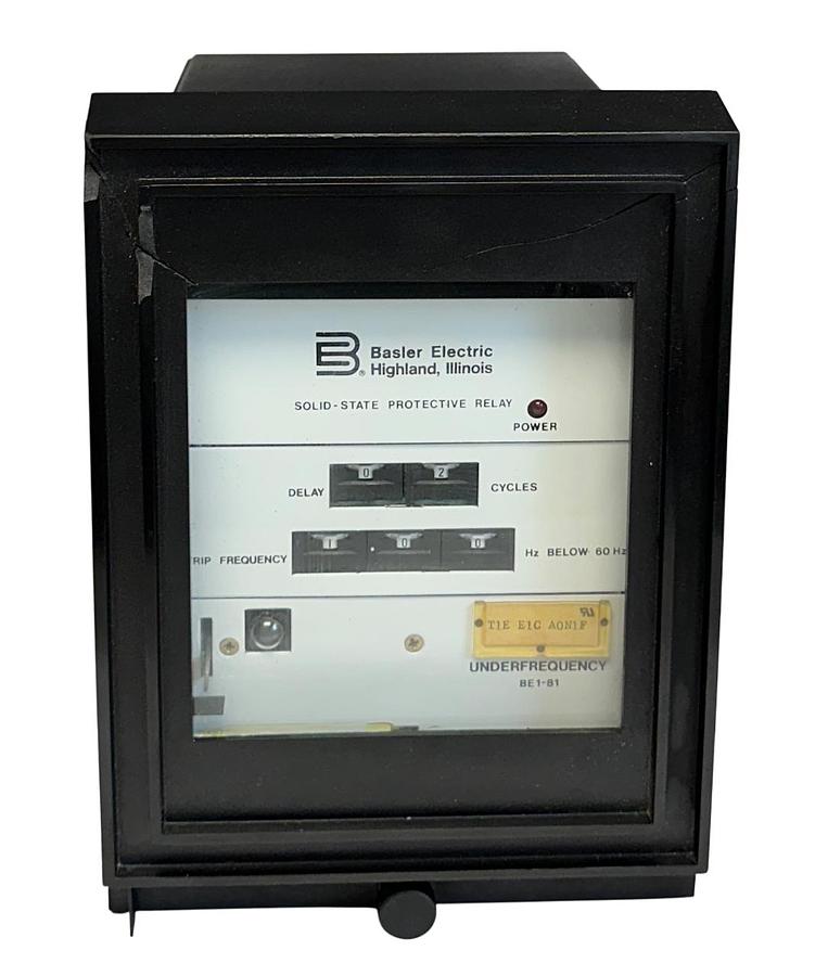Used BASLER BE1-81 / BE1-81-T1E-E1C-A0N1F / 9106400 UNDERFREQUENCY SS RELAY DAMAGED