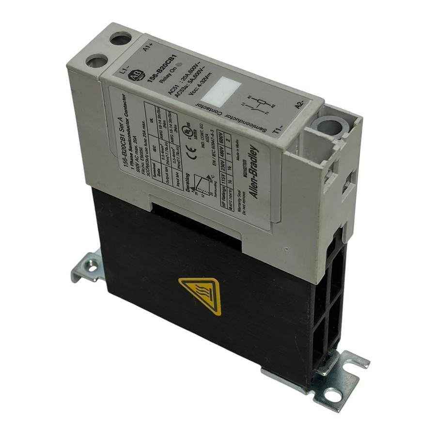 Used Allen Bradley 156-B20CB1 Solid State Contactor 20A 1 Ph 600VAC, Missing Cover