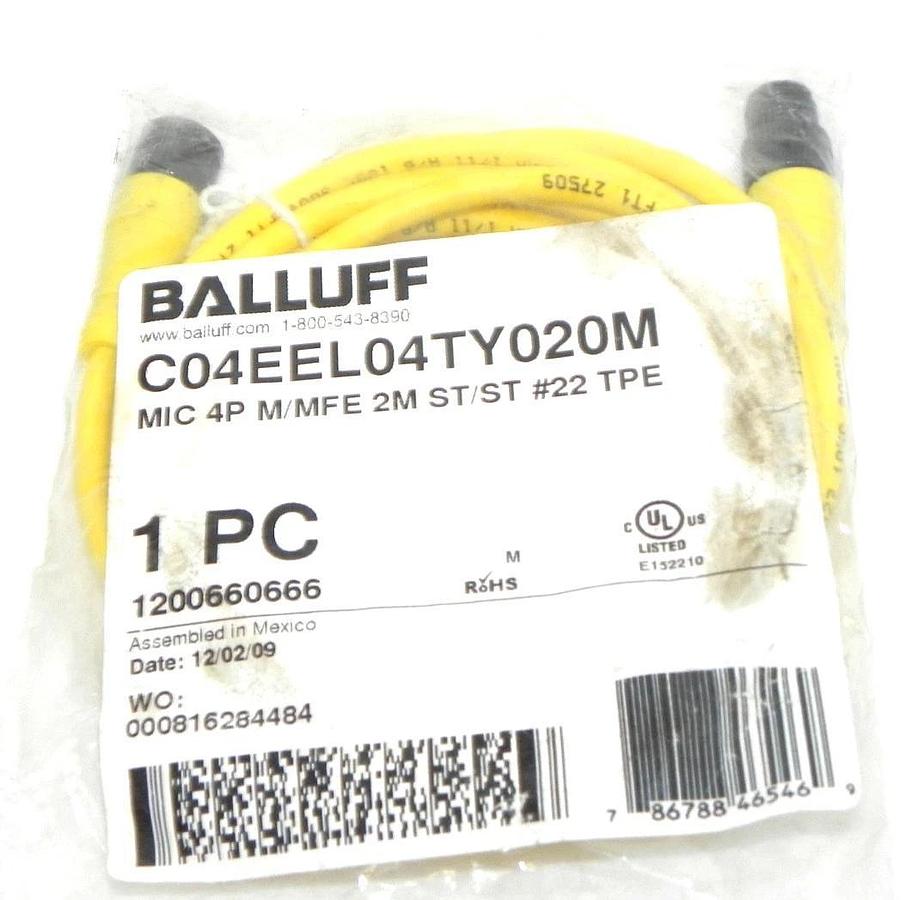 Used NEW BALLUFF C04EEL04TY020M CABLE MIC 4P M/MFE 2M ST/ST #22 TPE