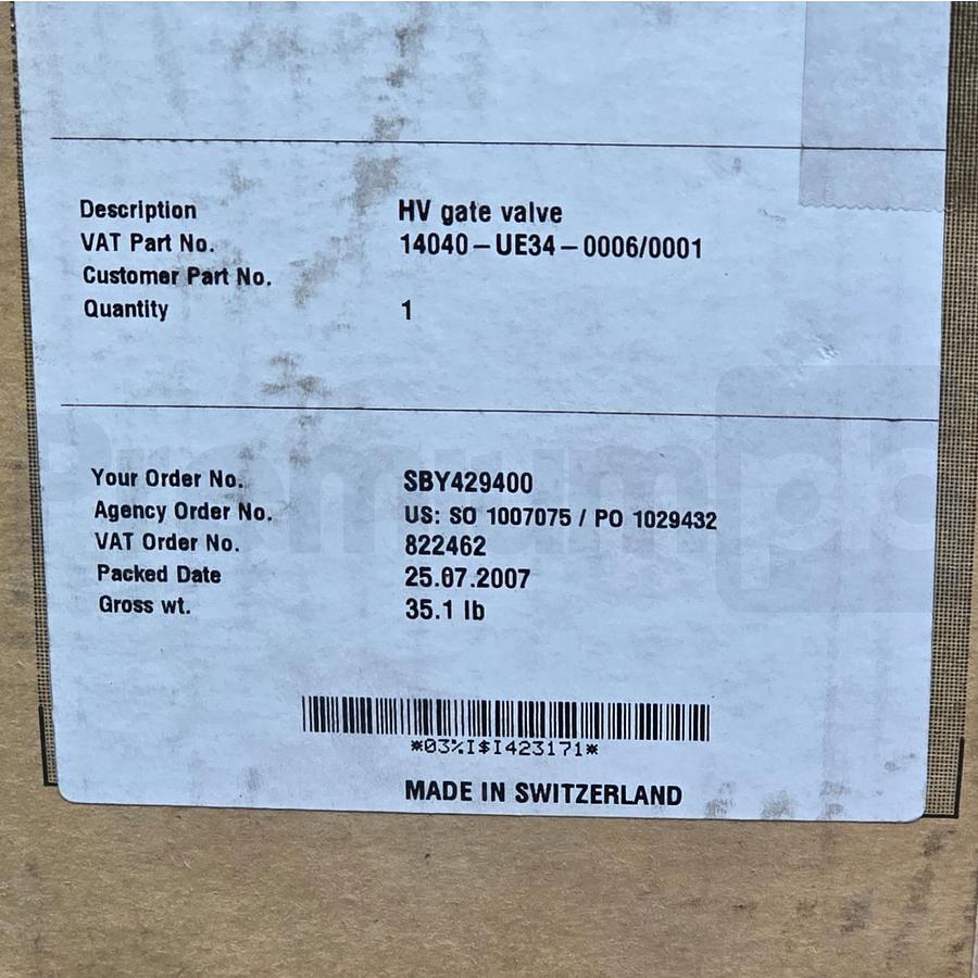 Used VAT 14040-UE34 14.0 HV Gate Valve w/Actuator DN 100 4" 14040-UE34-0006/0001 NEW