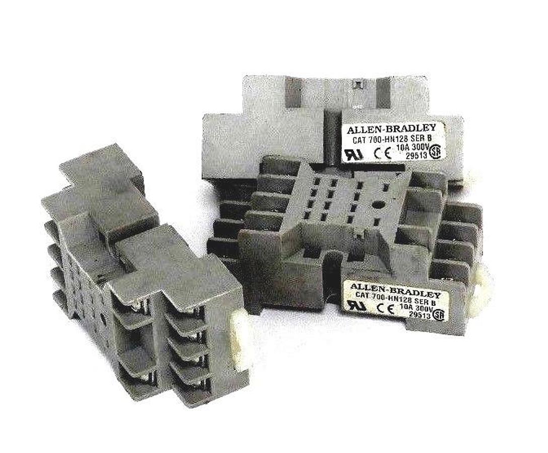 Used LOT OF 3 NEW ALLEN BRADLEY 700-HN128 RELAY SOCKETS 700HN128 SER. B, 10A, 300V