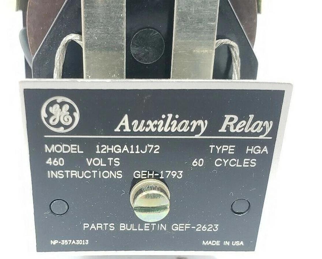 GENERAL ELECTRIC 12-HGA11J72 AUXILIARY RELAY 460V, TYPE HGA, 60CYCLE, 12HGA11J72