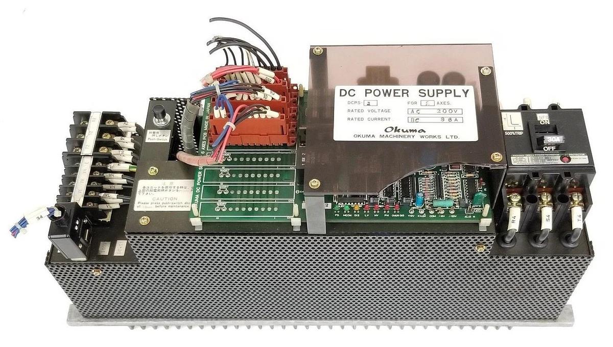Used OKUMA DCPS-1 DC POWER SUPPLY FOR 2 AXES, 200V AC, 86A DC, DCPS1